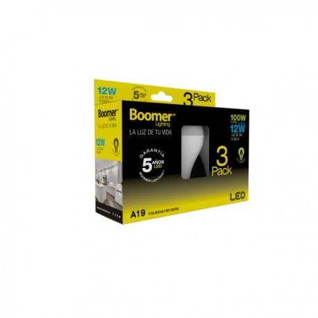 Foco LED Boomer 8.5 W LUZ DIA A19 6500K (3 piezas) PACK