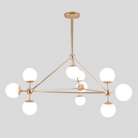 Pendant  MIRO acabado Cristal Opalino y metal ORO 10 Luces x 40W Q16081-BK  quor lighting