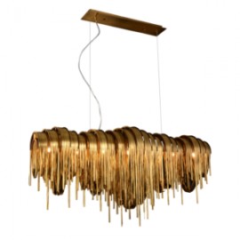 Pendant FINESTRA de cadena planchada en acabado oro 7 Luces Q86169-GD  quor lighting