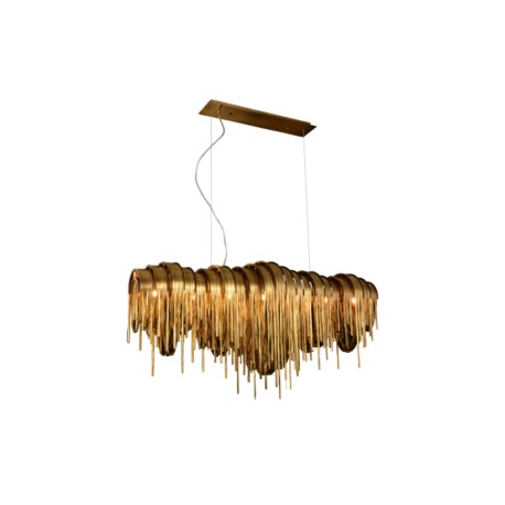 Pendant FINESTRA de cadena planchada en acabado oro 7 Luces Q86169-GD  quor lighting