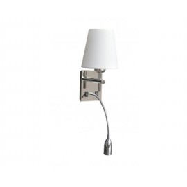 Luminario Pared ZIMMER acabado cromo y pantalla tela blanca 1 Luz + 1 LED 3W  Q13102-CH quor lighting