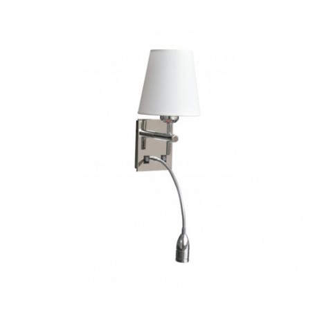 Luminario Pared ZIMMER acabado cromo y pantalla tela blanca 1 Luz + 1 LED 3W  Q13102-CH quor lighting