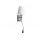 Luminario Pared ZIMMER acabado cromo y pantalla tela blanca 1 Luz + 1 LED 3W  Q13102-CH quor lighting