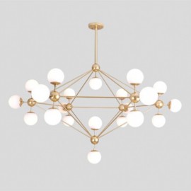 Pendant  MIRO acabado cristal Opalino y metal oro 
21 Luces x 40W Q16083-GD  quor lighting