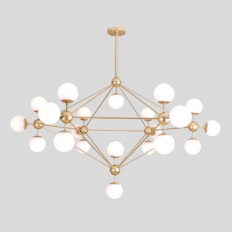 Pendant  MIRO acabado cristal Opalino y metal oro 
21 Luces x 40W Q16083-GD  quor lighting